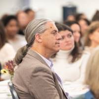 Crowd listening to a speaker